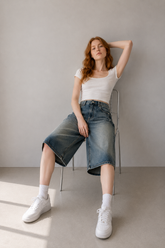 ADELISE Lange Jeansshorts