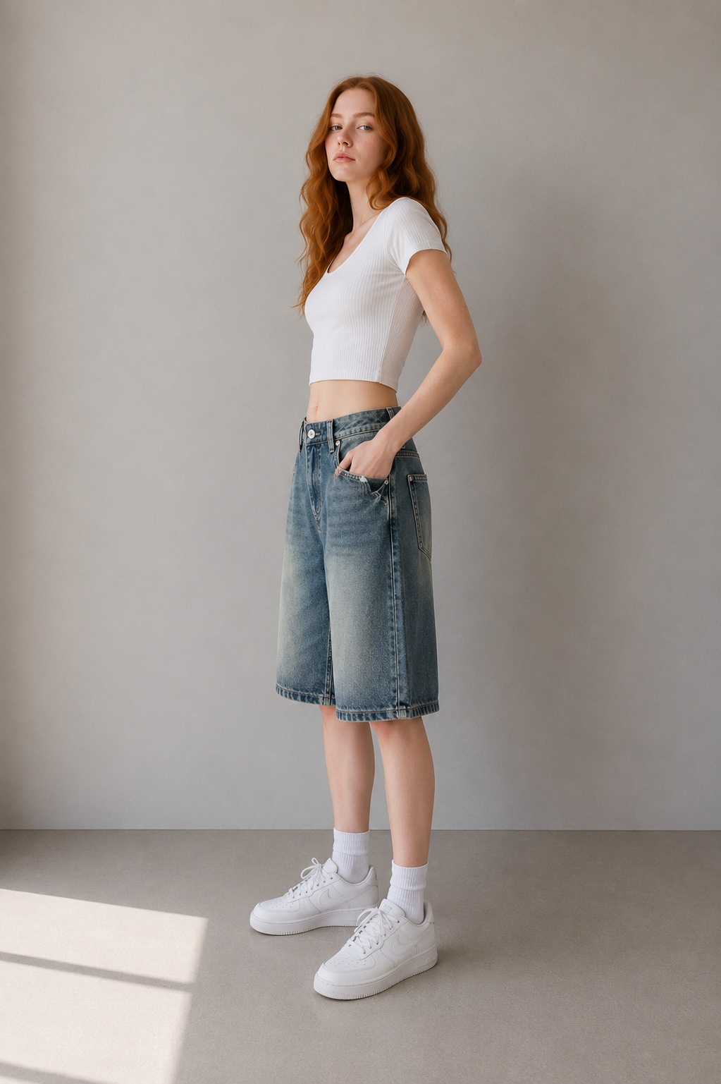 ADELISE Lange Jeansshorts